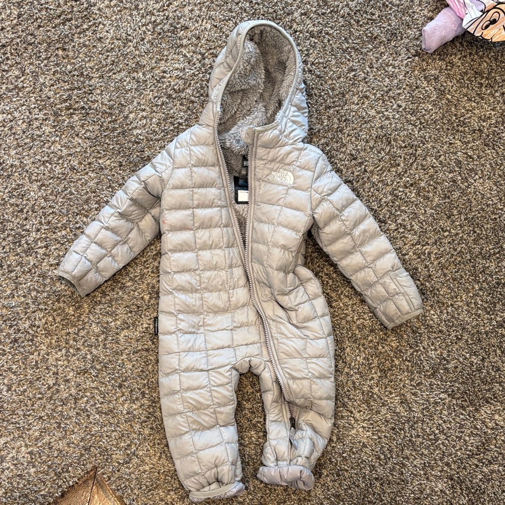 The North Face Silver Quilted Kids one piece